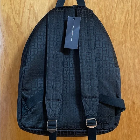 NWT Tommy Hilfiger Black Backpack with Red Trim and Logo Jacquard - Picture 3 of 11